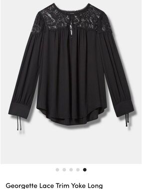 torrid Black Georgette Lace Yoke Long Sleeve Top